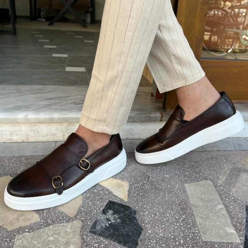 Leren loafers met gesp voor heren