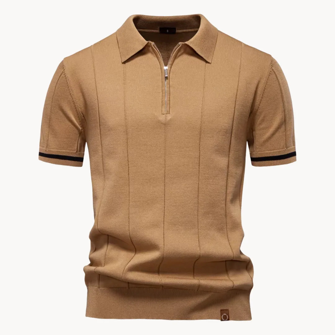 Polo met korte rits en klassieke kraag