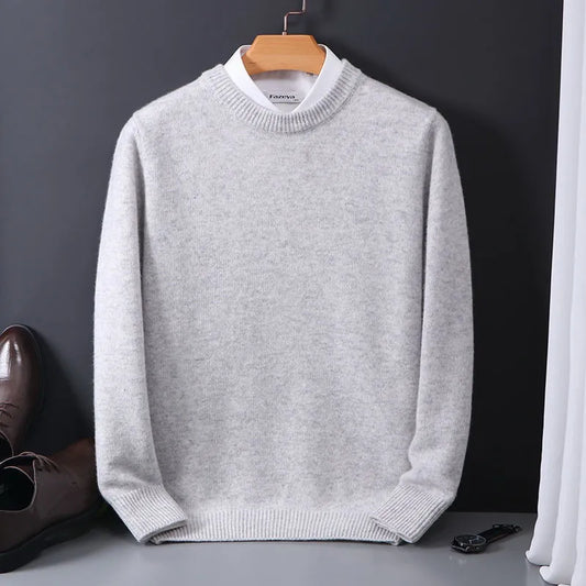 Gebreide pullover met ronde hals voor heren – grijs