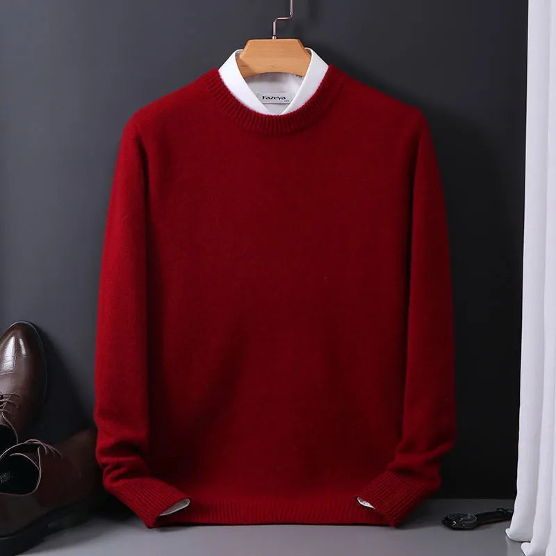 Gebreide pullover met ronde hals voor heren – rood