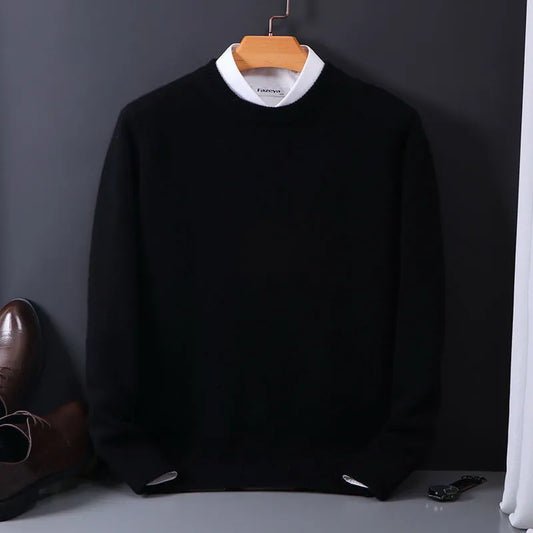 Gebreide pullover met ronde hals voor heren – zwart