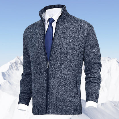 Herenvest met rits, kraag en zakken – blauw