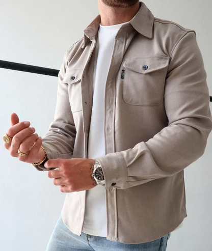 Katoenmix overhemd voor heren – beige