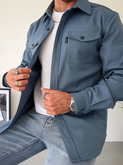 Katoenmix overhemd voor heren – blauw
