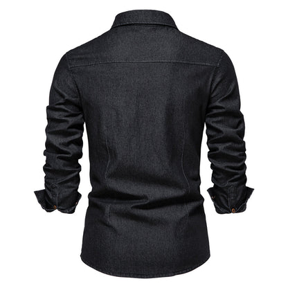 Stretch denim overhemd voor heren