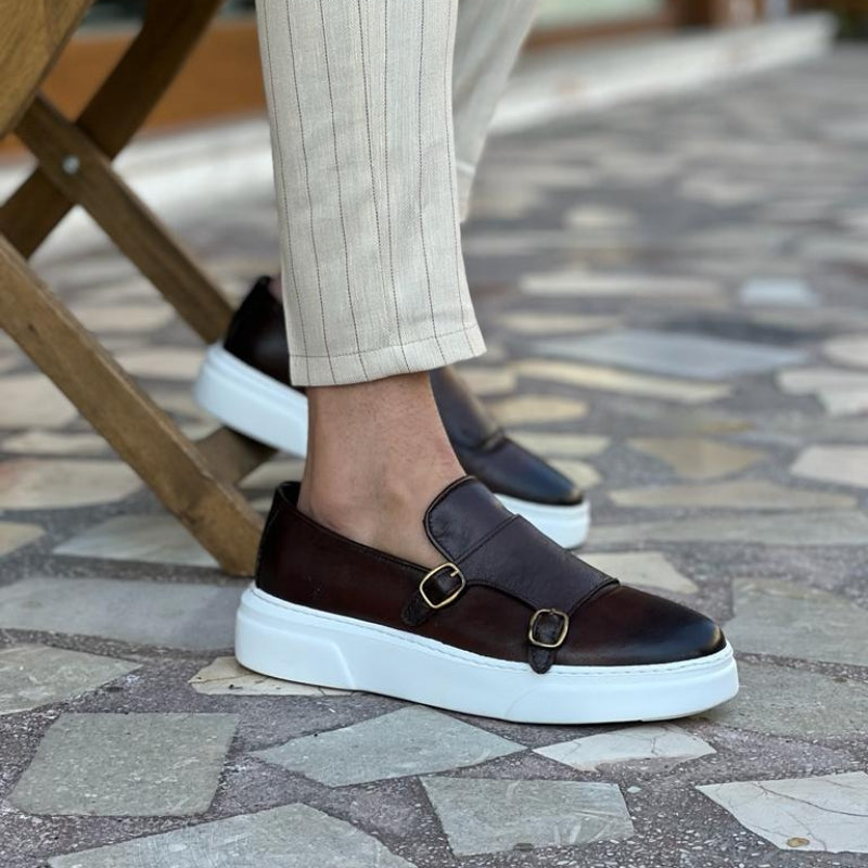 Leren loafers met gesp voor heren