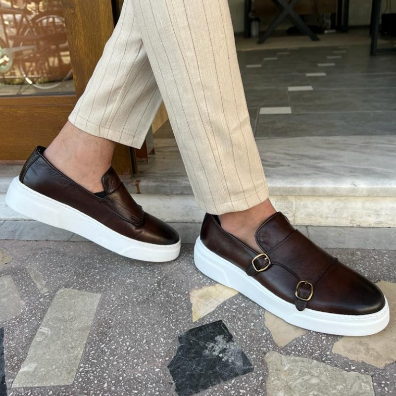 Leren loafers met gesp voor heren