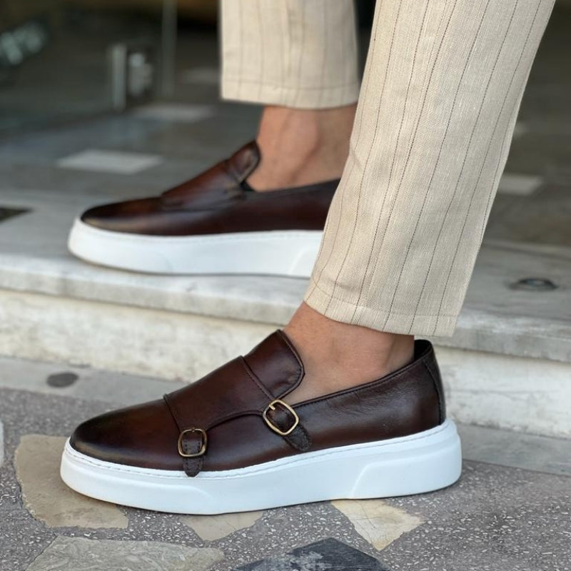 Leren loafers met gesp voor heren