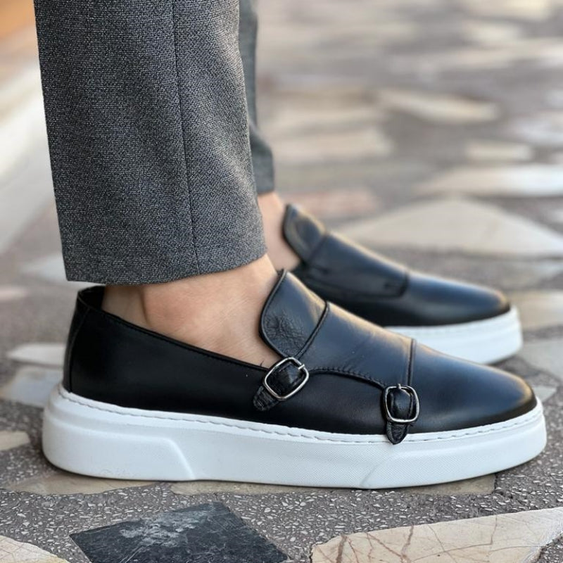 Leren loafers met gesp voor heren – zwart