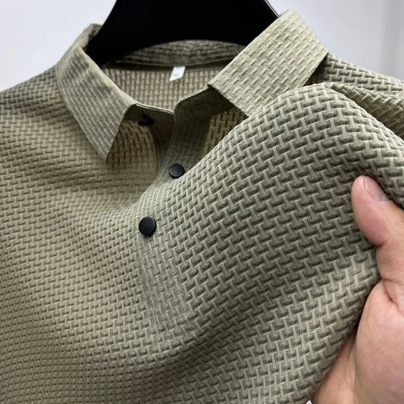 Quentin | Zijden polo (anti-kreuk) in de kleur Lichtgroen voor in stijl geschikt voor alle seizoenen.