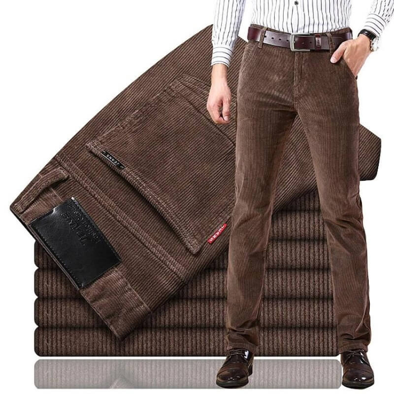 Corduroy herenbroek met rechte pijp – bruin