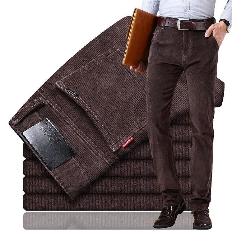 Corduroy herenbroek met rechte pijp – donkerbruin