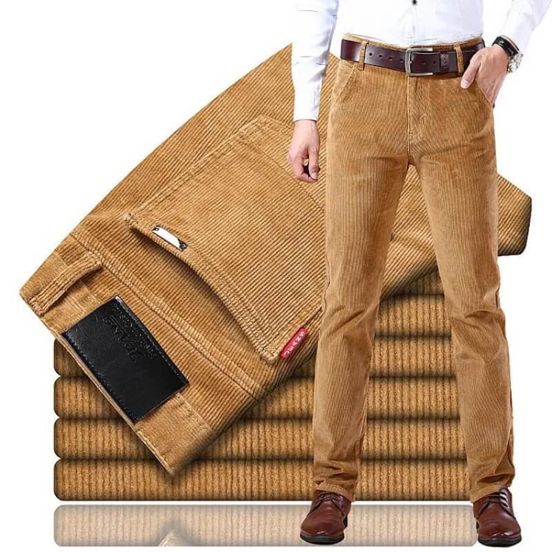 Corduroy herenbroek met rechte pijp – khaki