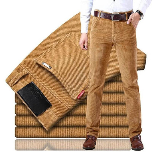 Corduroy herenbroek met rechte pijp – khaki