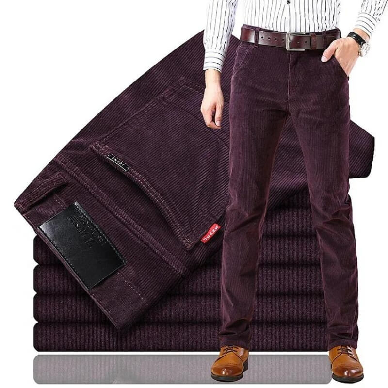 Corduroy herenbroek met rechte pijp – paars